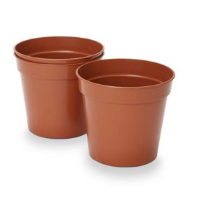 Verve Lei Terracotta Plastic Round Grow pot (Dia)15cm, Pack of 3