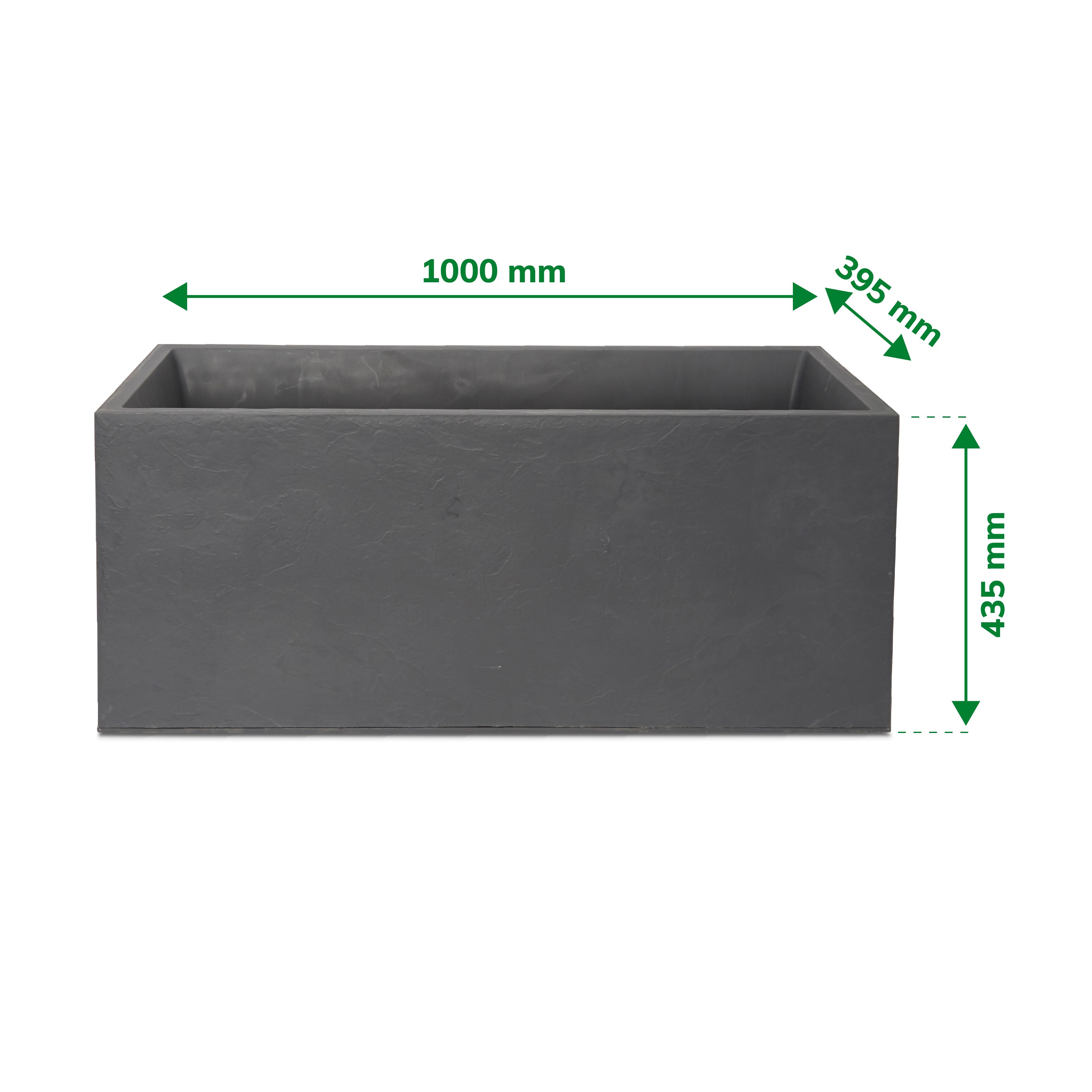 Verve Matt Rectangular Plastic Trough 98L (W)100cm- Dark grey