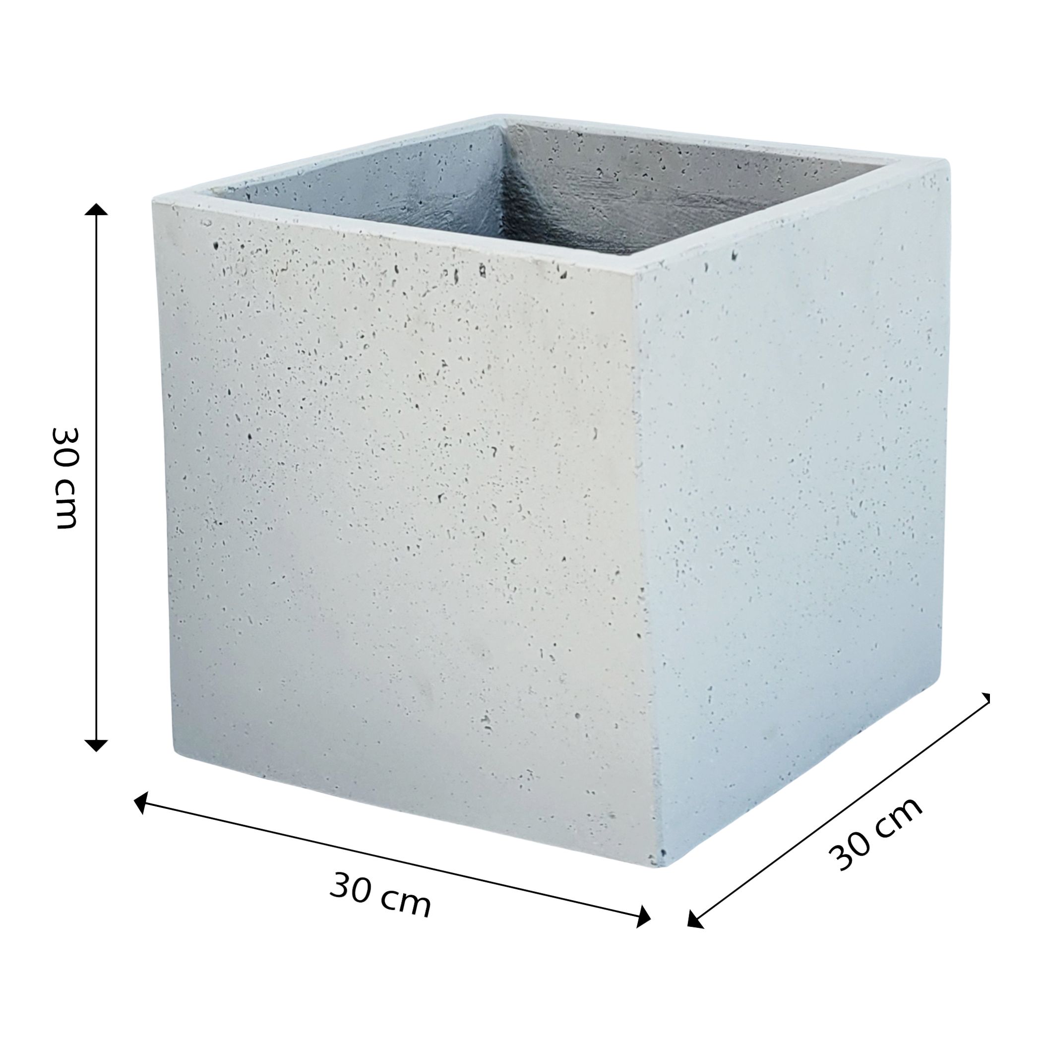 Verve Matt Square Fibreclay Planter 29L (W)30cm- Light grey