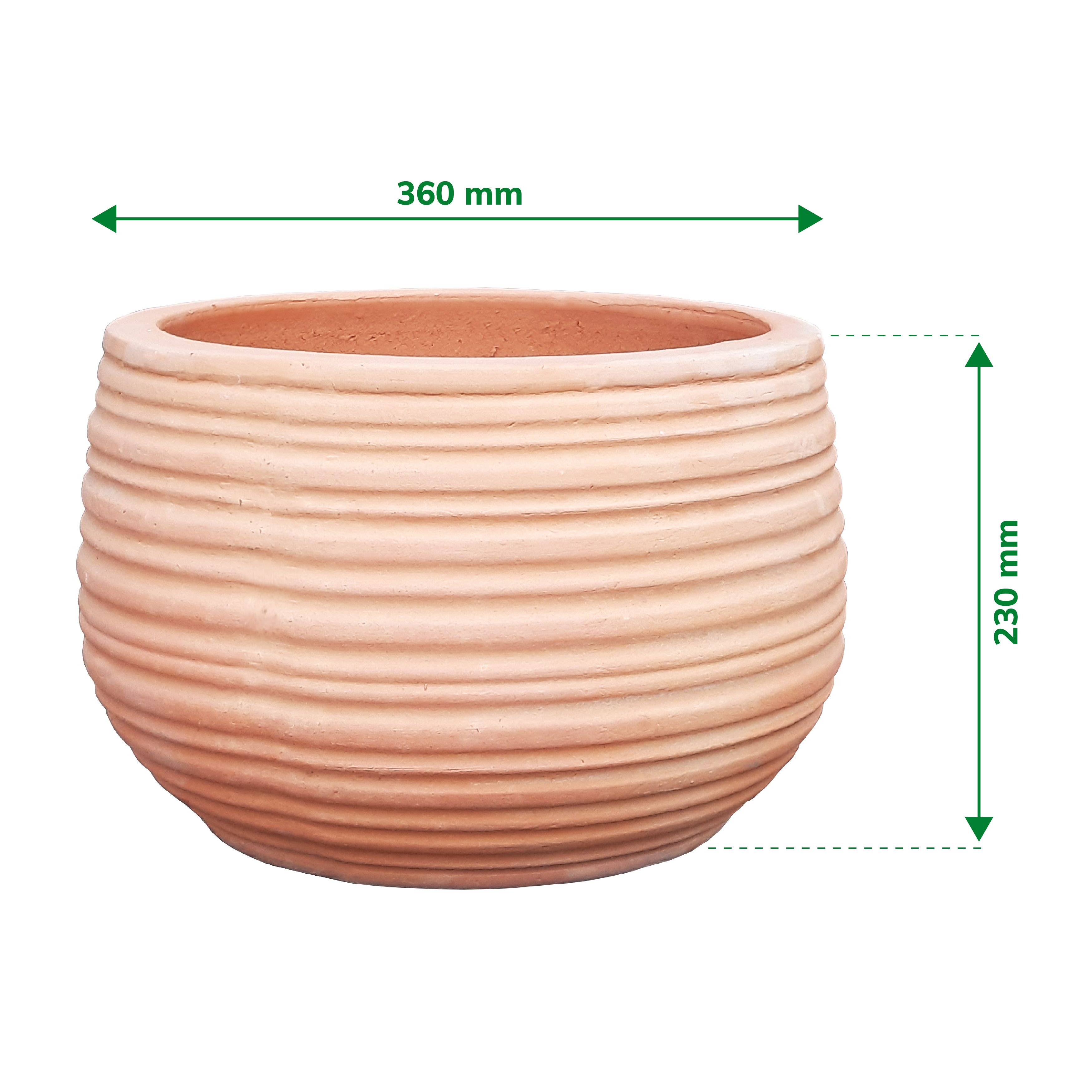 Verve Matt Terracotta Natural Terracotta Plant pot (Dia) 36cm, (H)23cm, 21L