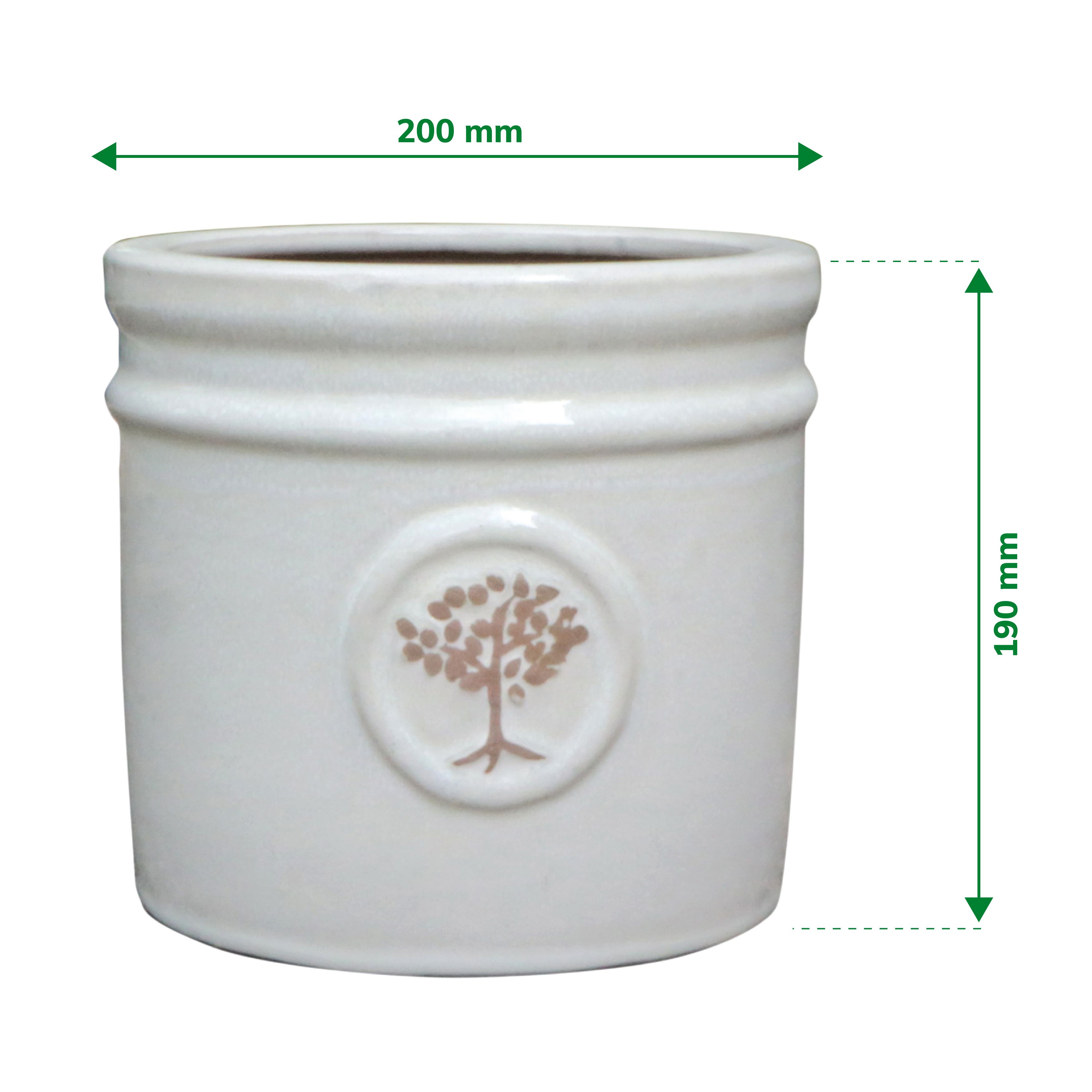 Verve Moon Beam Ceramic Plant pot (Dia) 20cm, (H)19cm