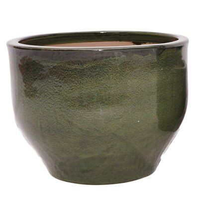 Verve Nurgul Dark green Ceramic Plant pot (Dia) 40cm | DIY at B&Q