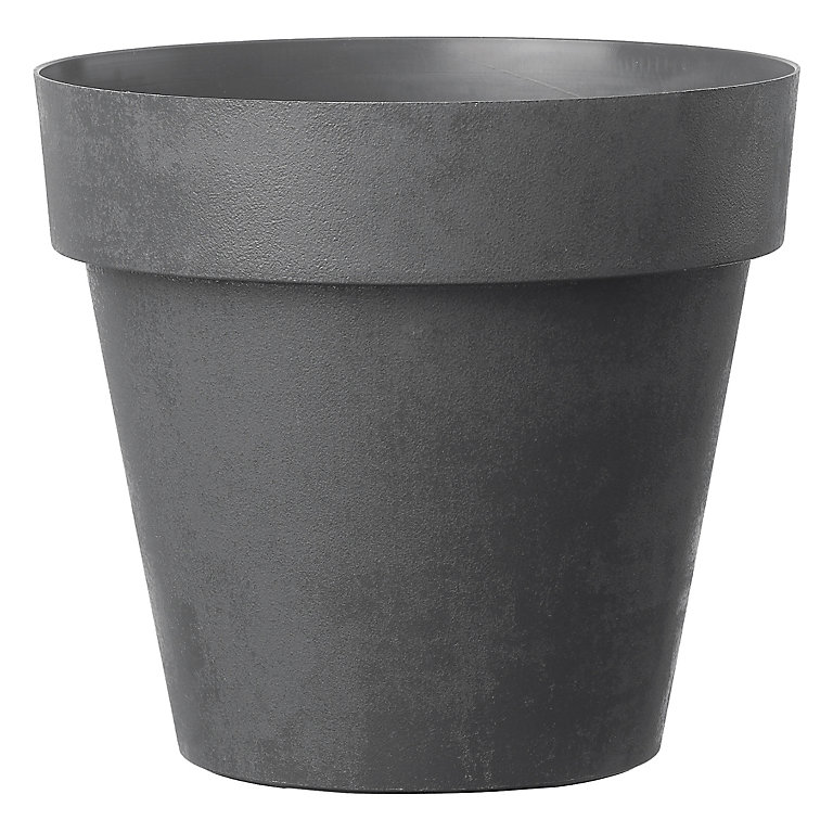 Verve Nurgul Dark grey Polypropylene (PP) Round Plant pot (Dia)58cm | DIY at B&Q