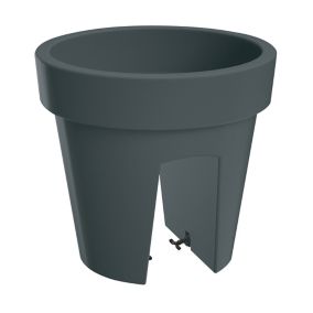 Verve Nurgul Dark grey Polypropylene (PP) Round Railing plant pot (Dia)24.5cm