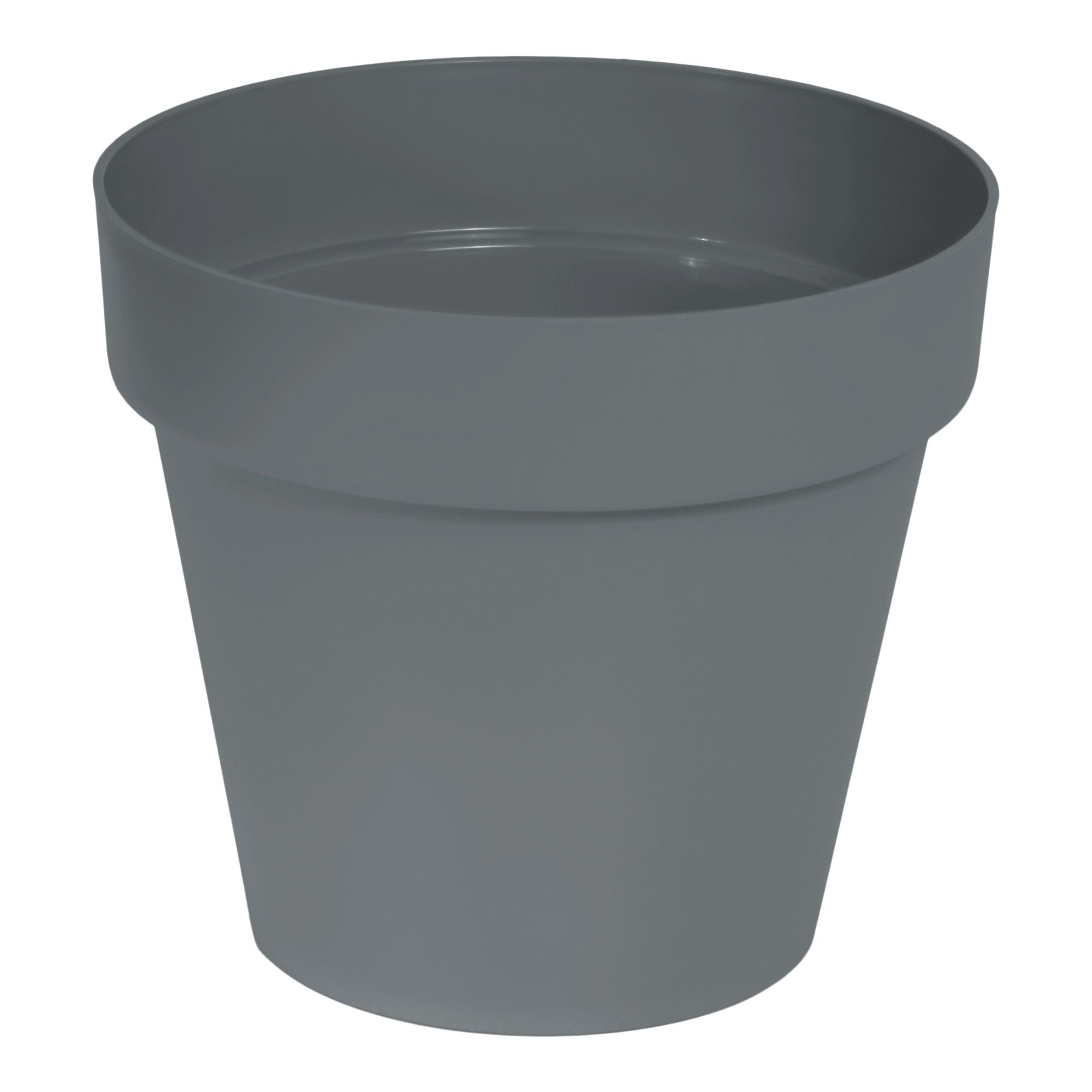 Verve Nurgul Matt Dark grey Plastic Plant pot (Dia) 20cm, (H)17.7cm, 3.5L