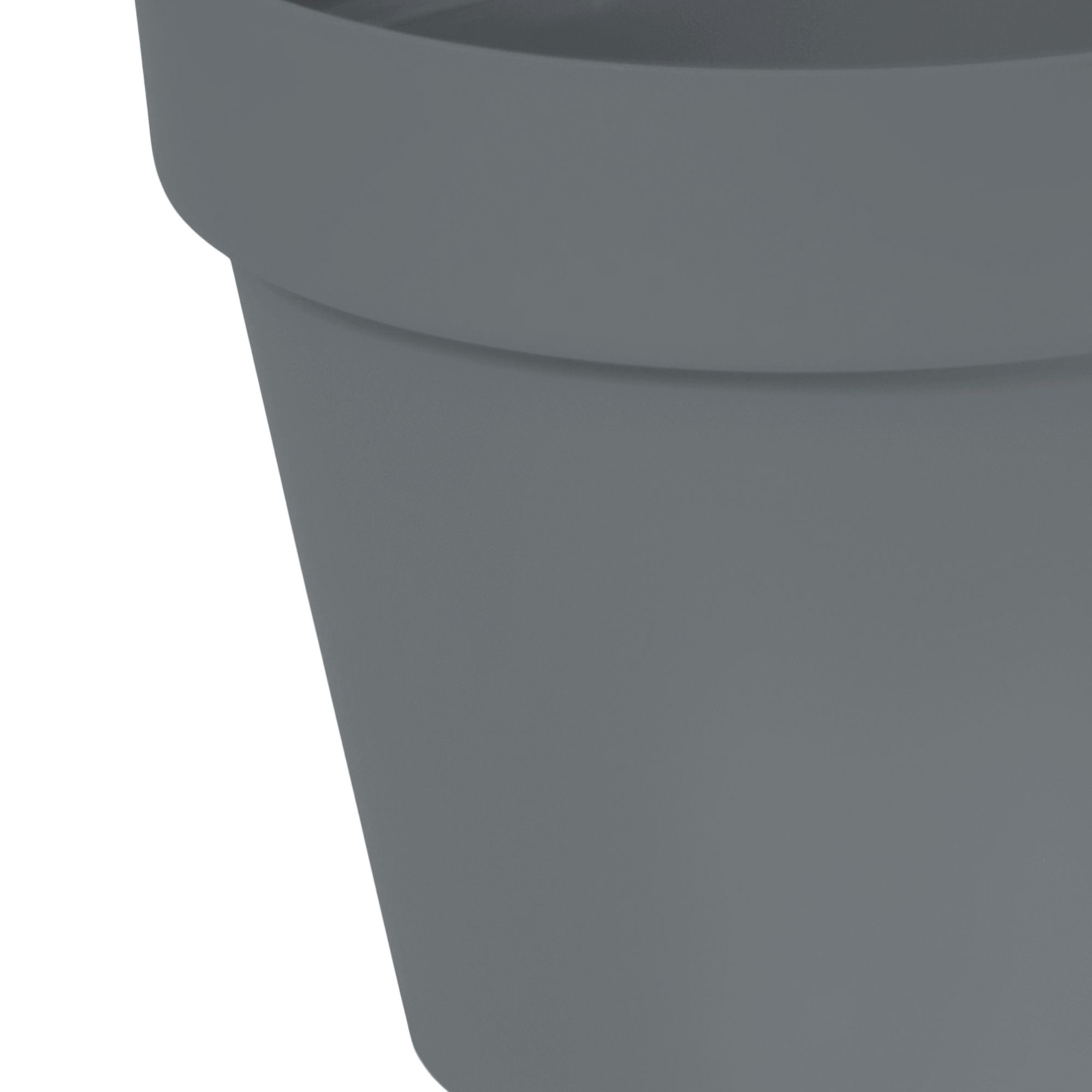 Verve Nurgul Matt Dark grey Plastic Plant pot (Dia) 20cm, (H)17.7cm, 3.5L