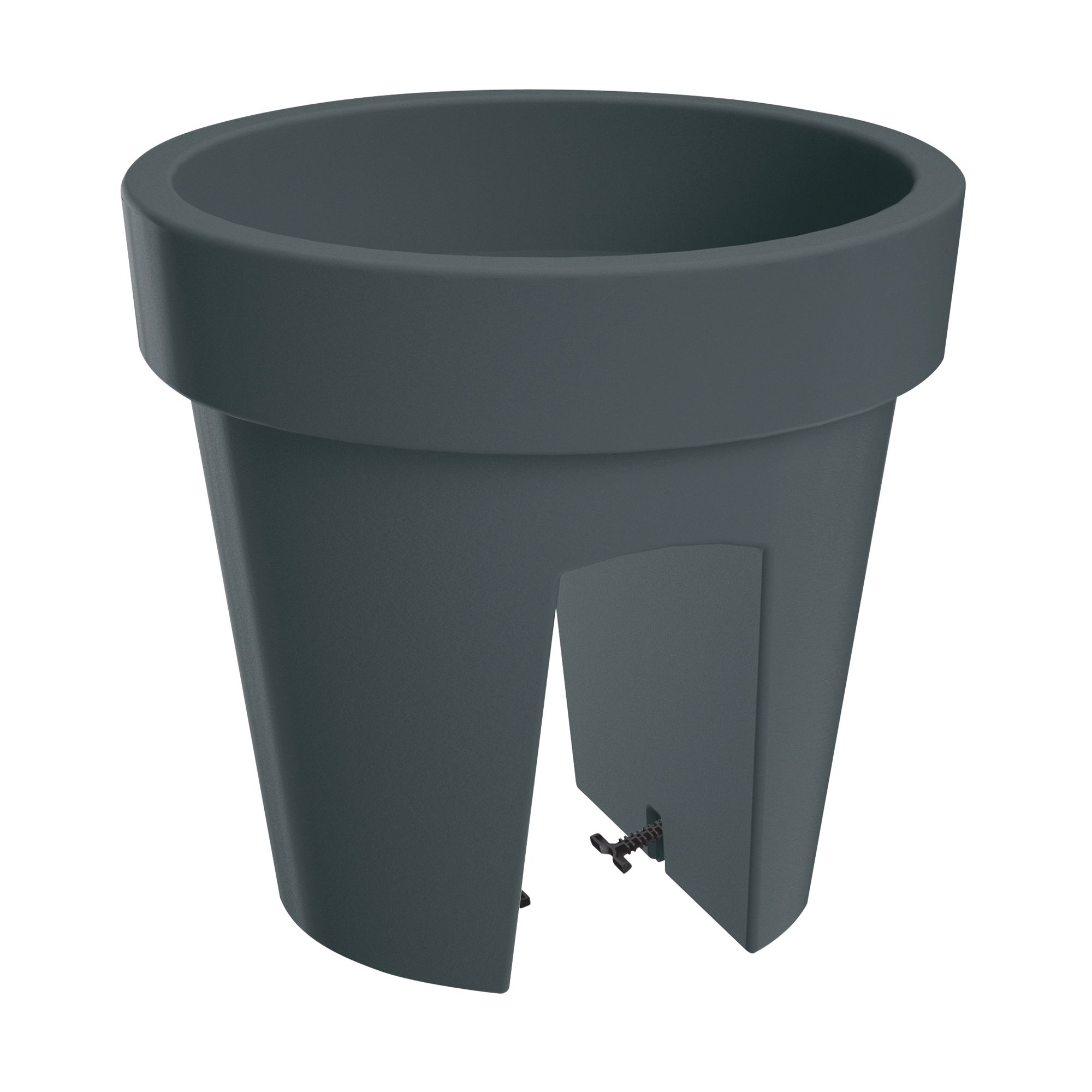 Verve Nurgul Matt Dark grey Polypropylene Railing plant pot (Dia) 24.5cm, (H)22.5cm, 5L