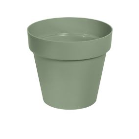 Verve Nurgul Matt Deep lichen green Polypropylene Circular Plant pot (Dia) 20cm, (H)17.7cm, 4L