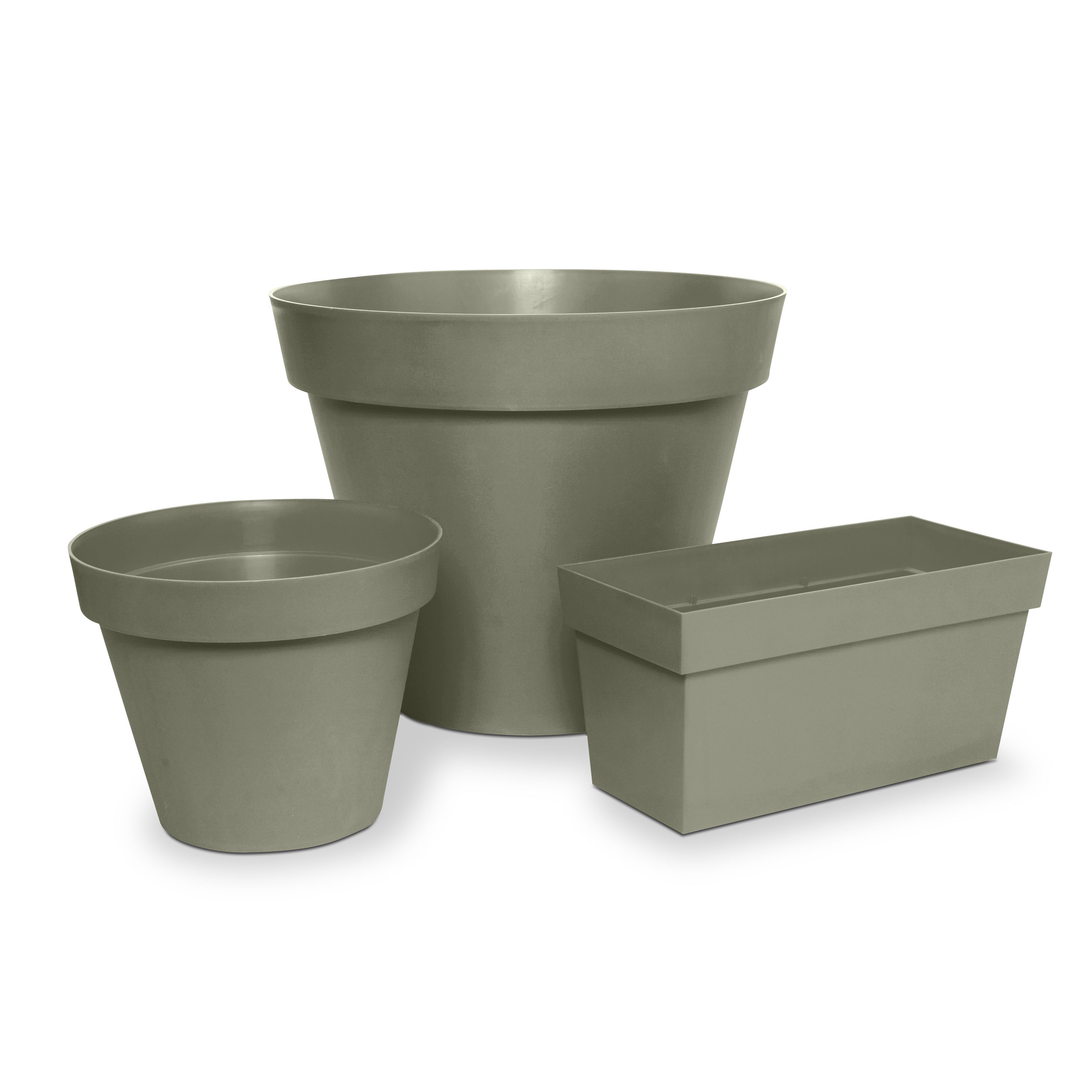 Verve Nurgul Matt Rectangular Plastic Trough 25L (W)58.7cm- Deep lichen green