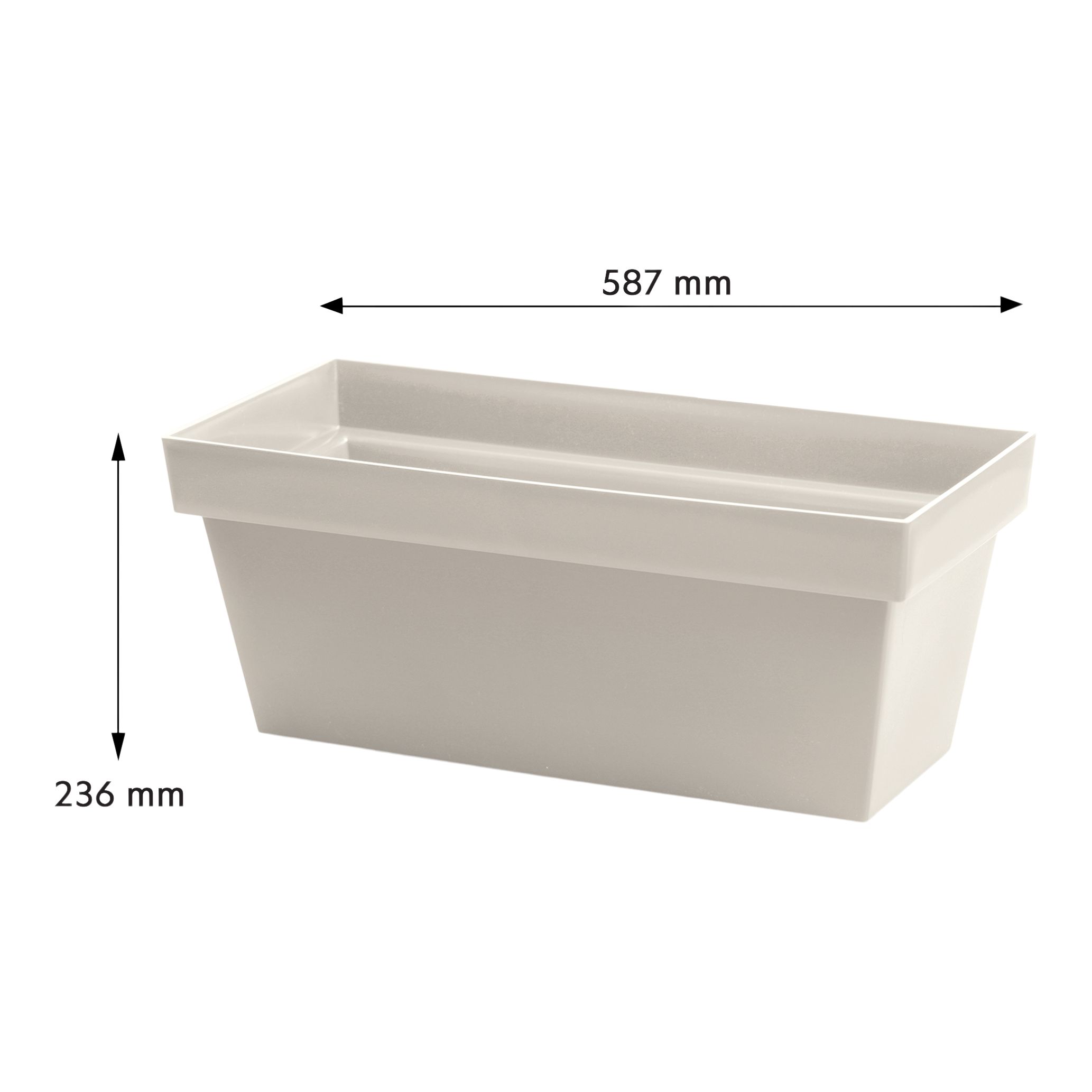 Verve Nurgul Matt Rectangular Polypropylene Trough 25L (W)58.7cm- Peyote