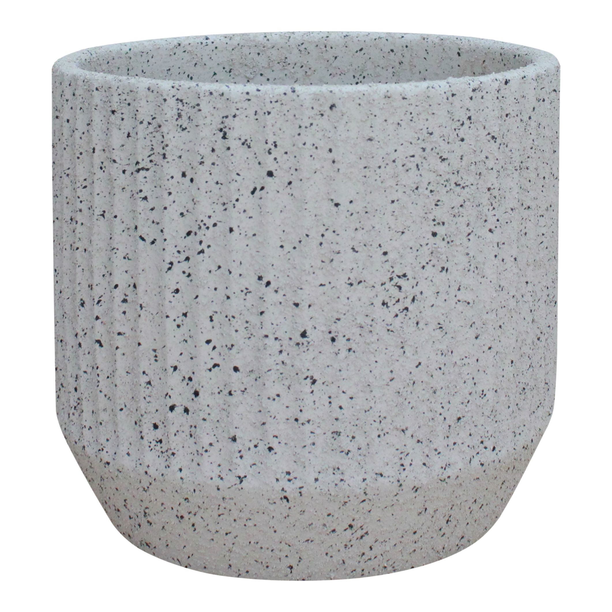 Verve Painted Cream Ribbed Clay Plant pot (Dia) 19cm, (H)18cm