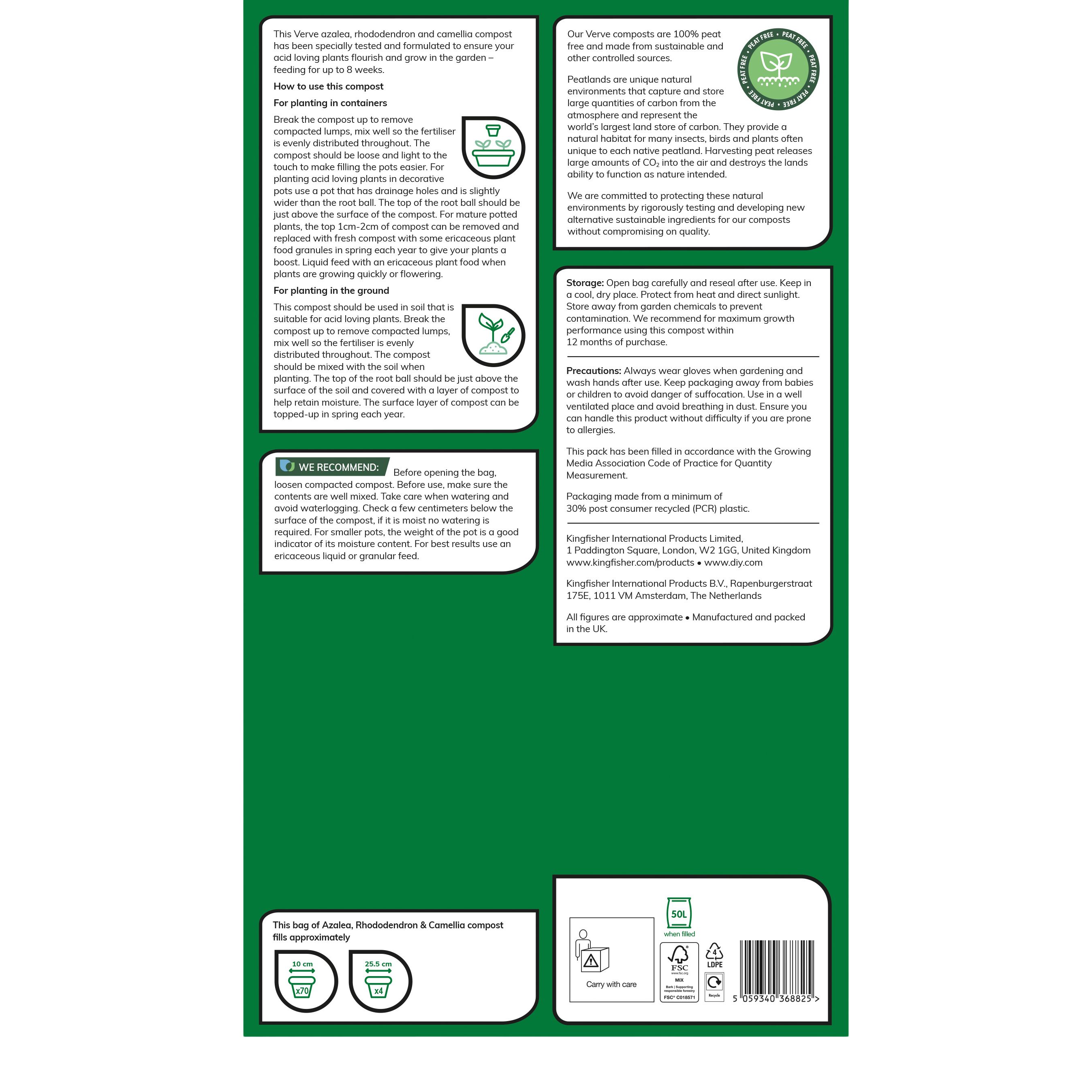 Verve Peat-free Compost 50L - Ideal for Acid-loving plants