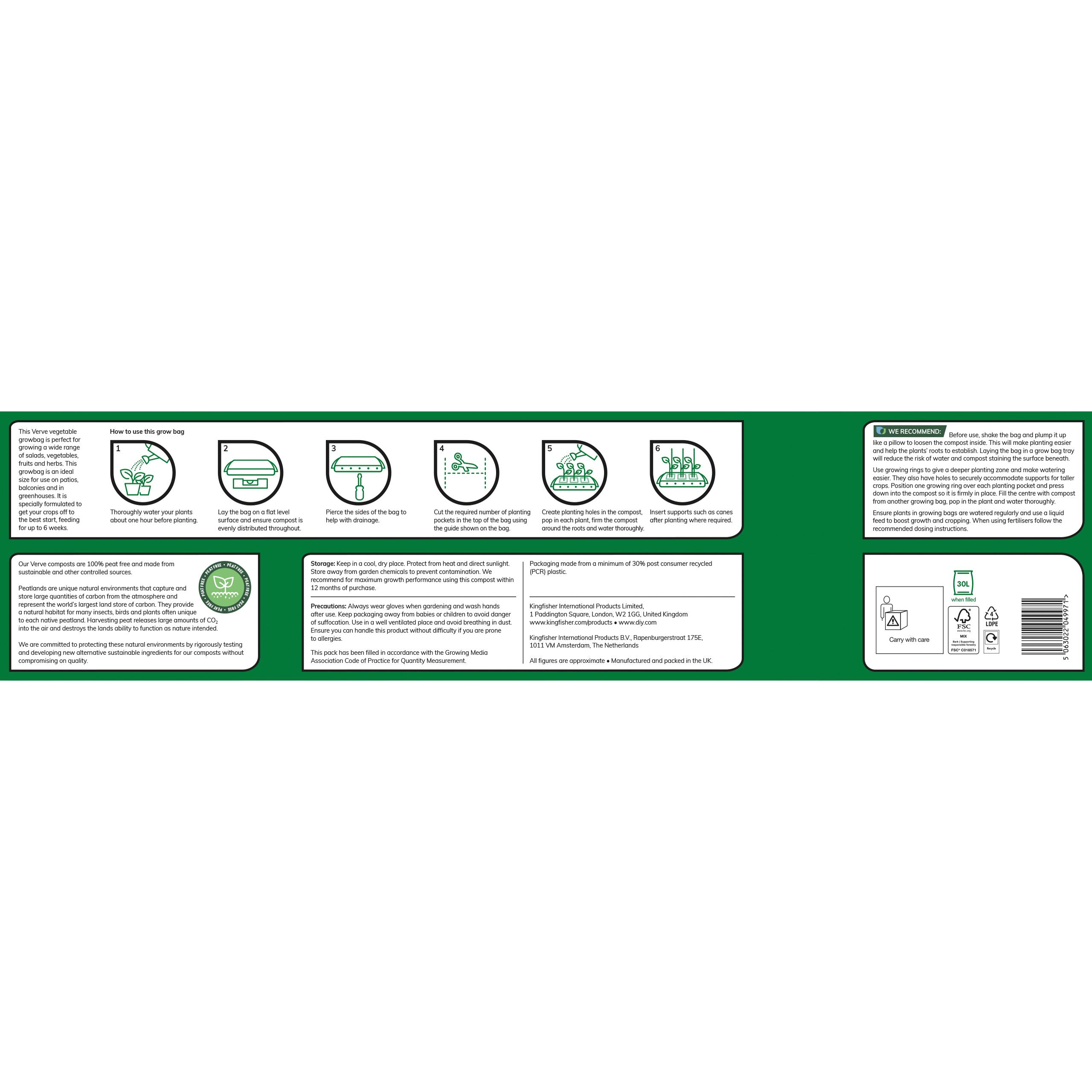 Verve Peat-free Fruit & vegetable Grow bag 30L