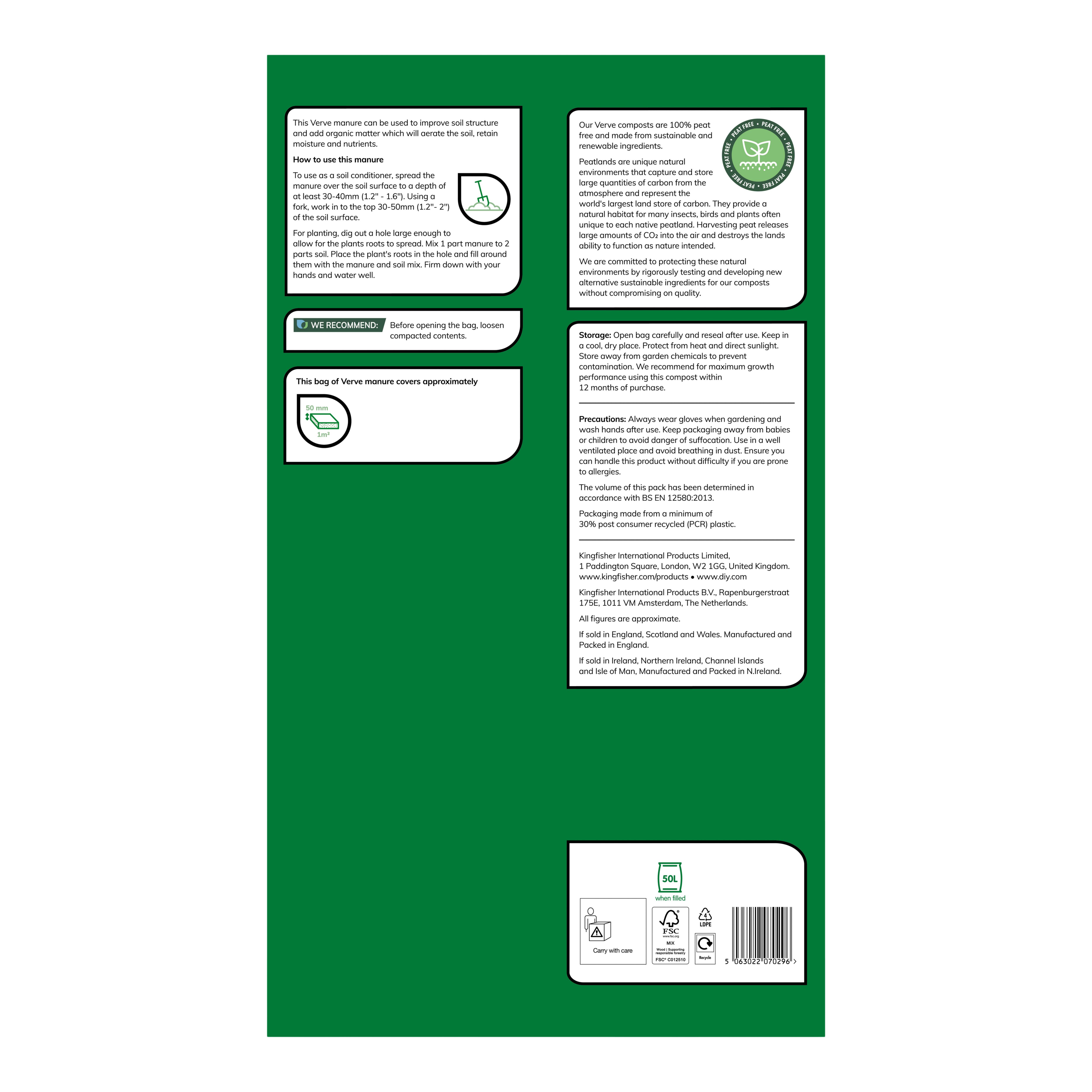 Verve Peat-free Manure 50L - Ideal for Improving soil structure