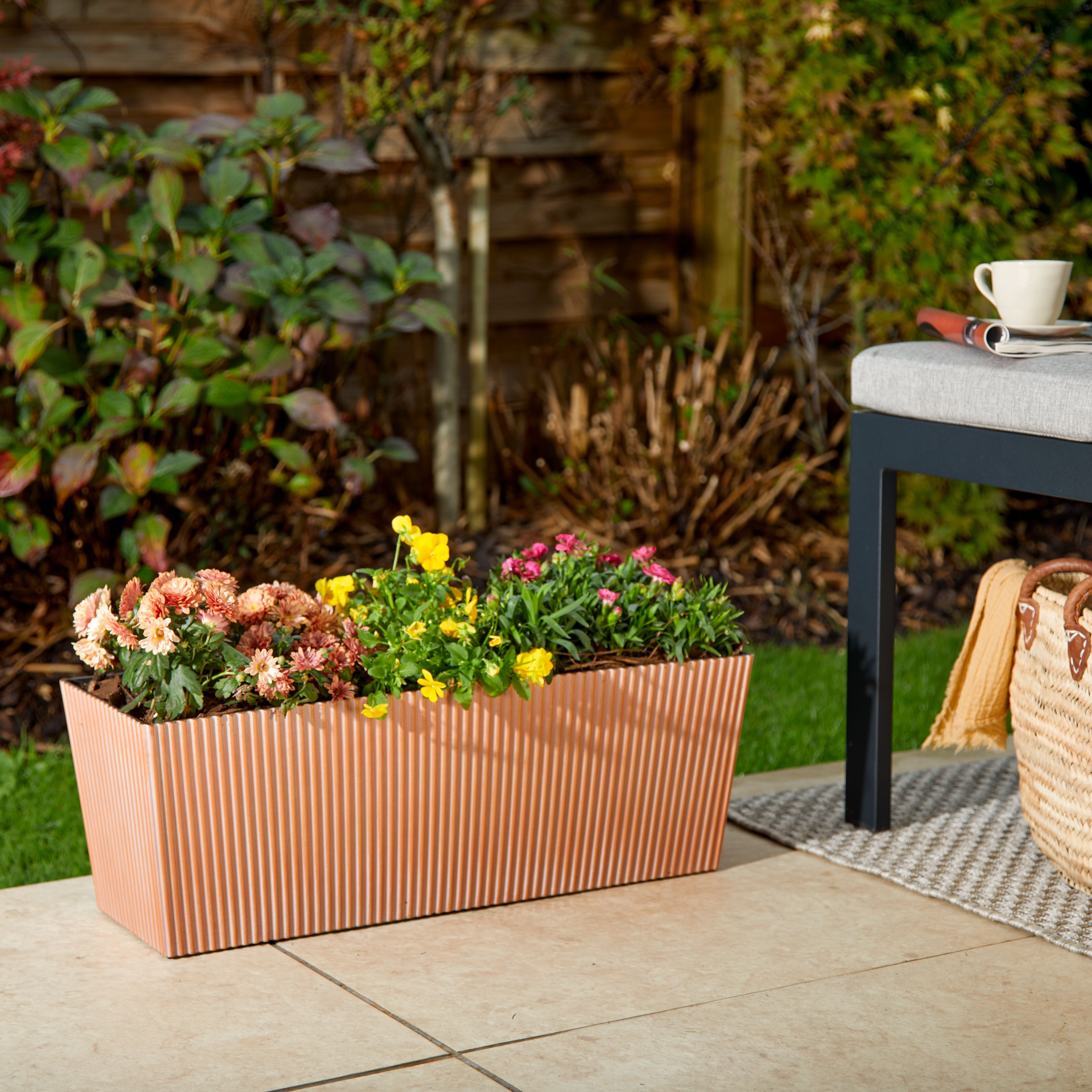 Verve Rectangular Plastic Trough 27L (W)60cm- Brown