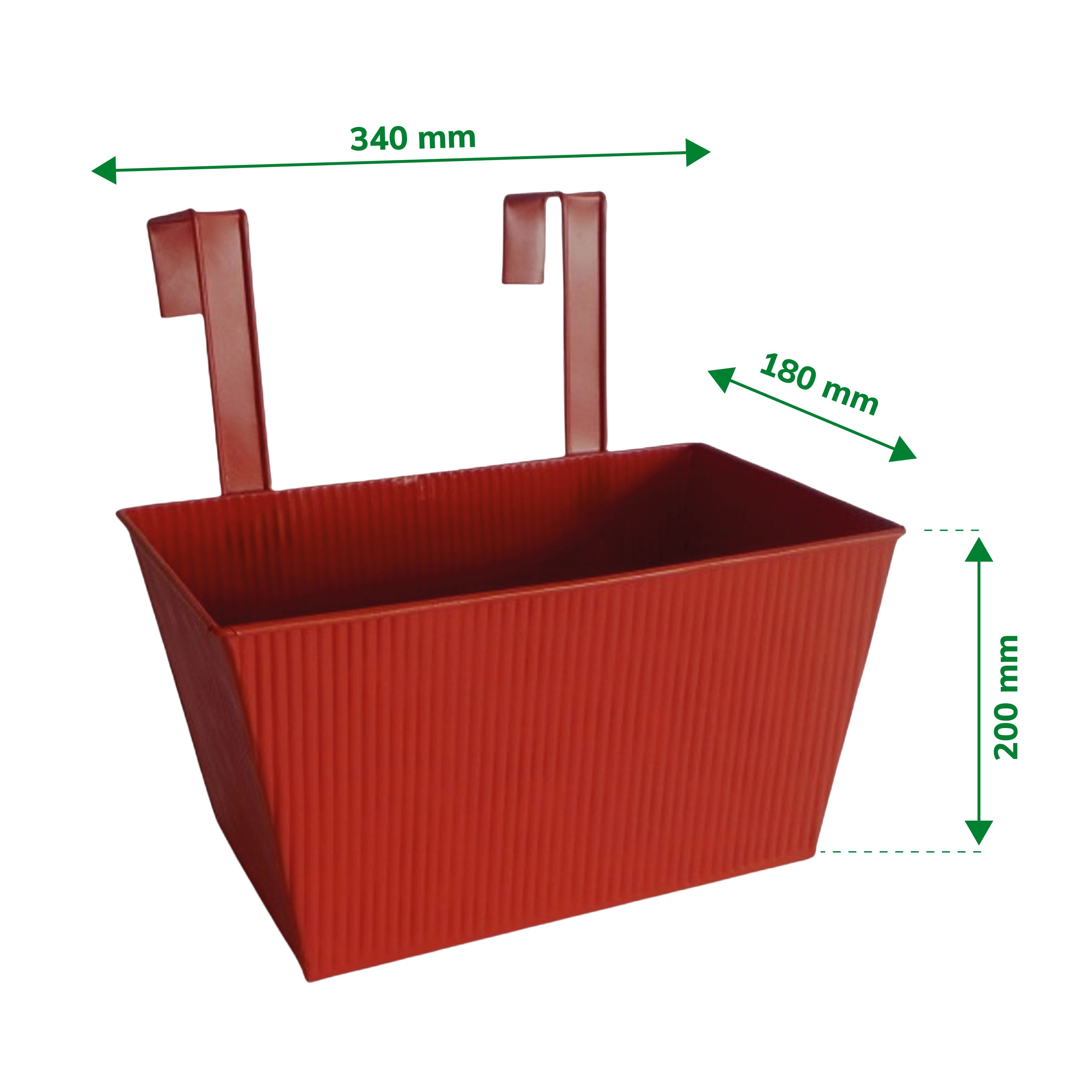 Verve Red Metal Rectangular Trough (H)20cm (W)20cm (D)34cm