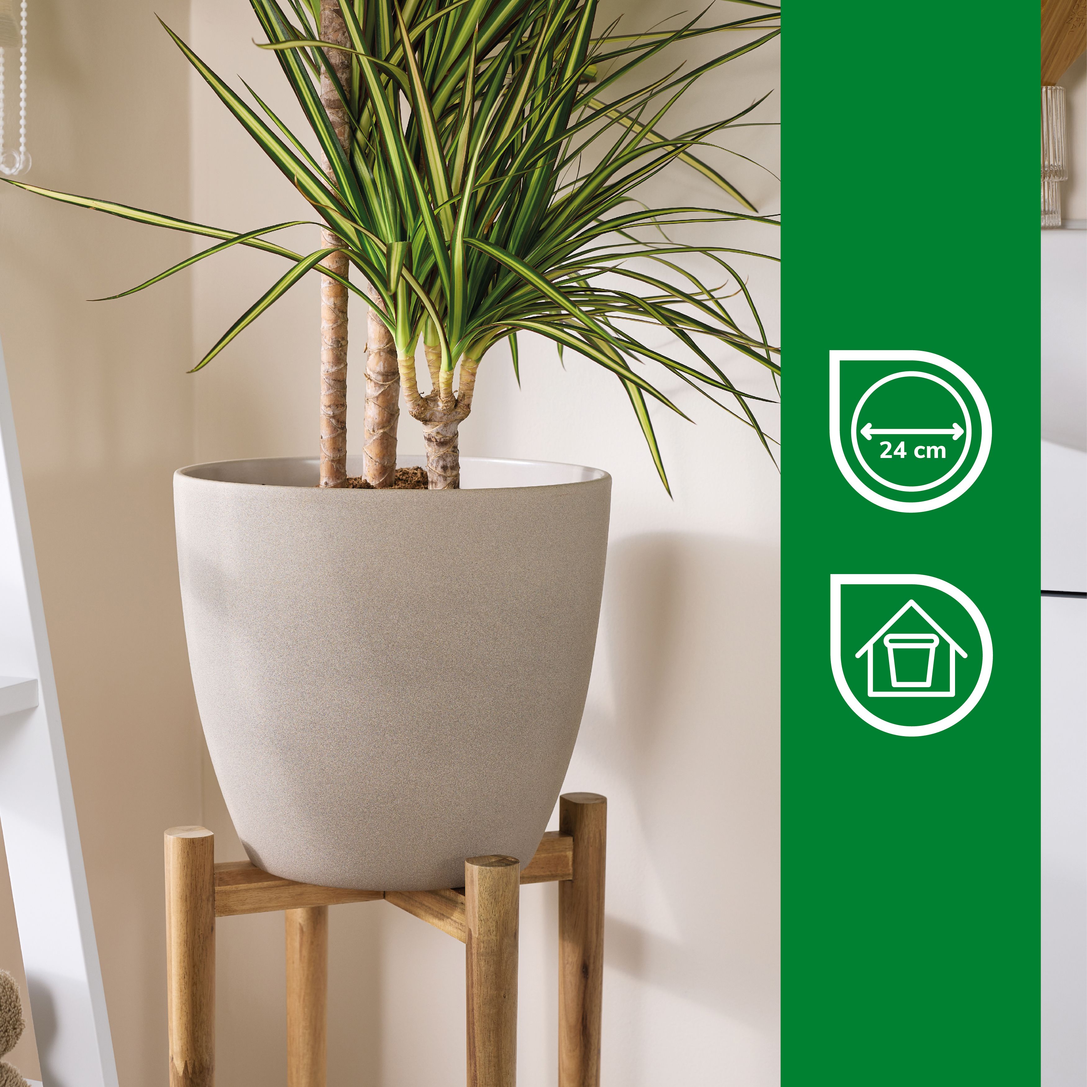 Verve Sandstone Ceramic Plant pot (Dia) 27cm, (H)26cm