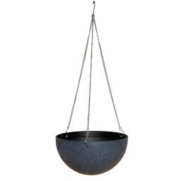 Verve Terrazzo Grey Round Polypropylene (PP) Hanging basket, 33cm