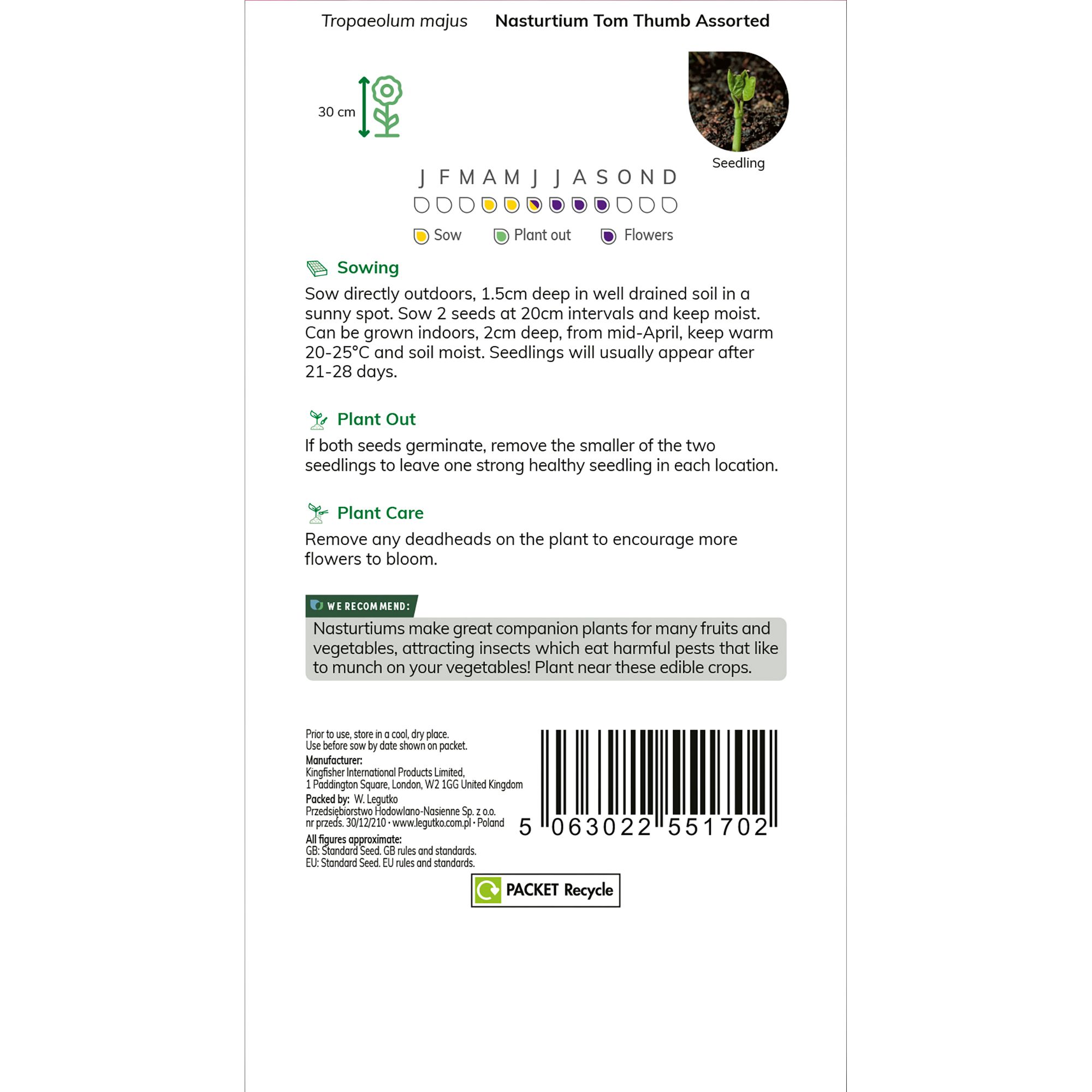 Verve Tom Thumb Assorted Nasturtium Seeds