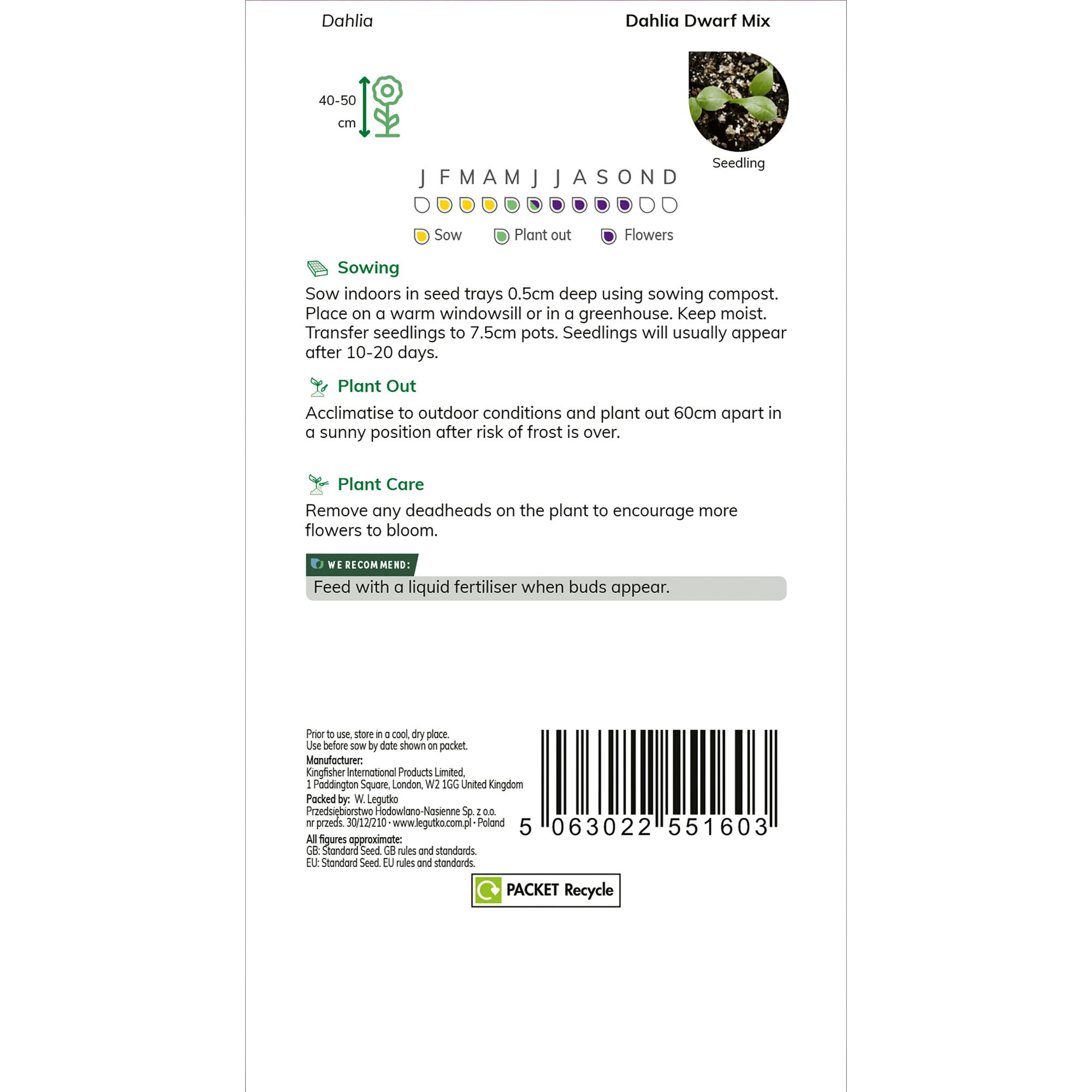 Verve Unwins Ideal Bedding Mix Dahlia Seeds