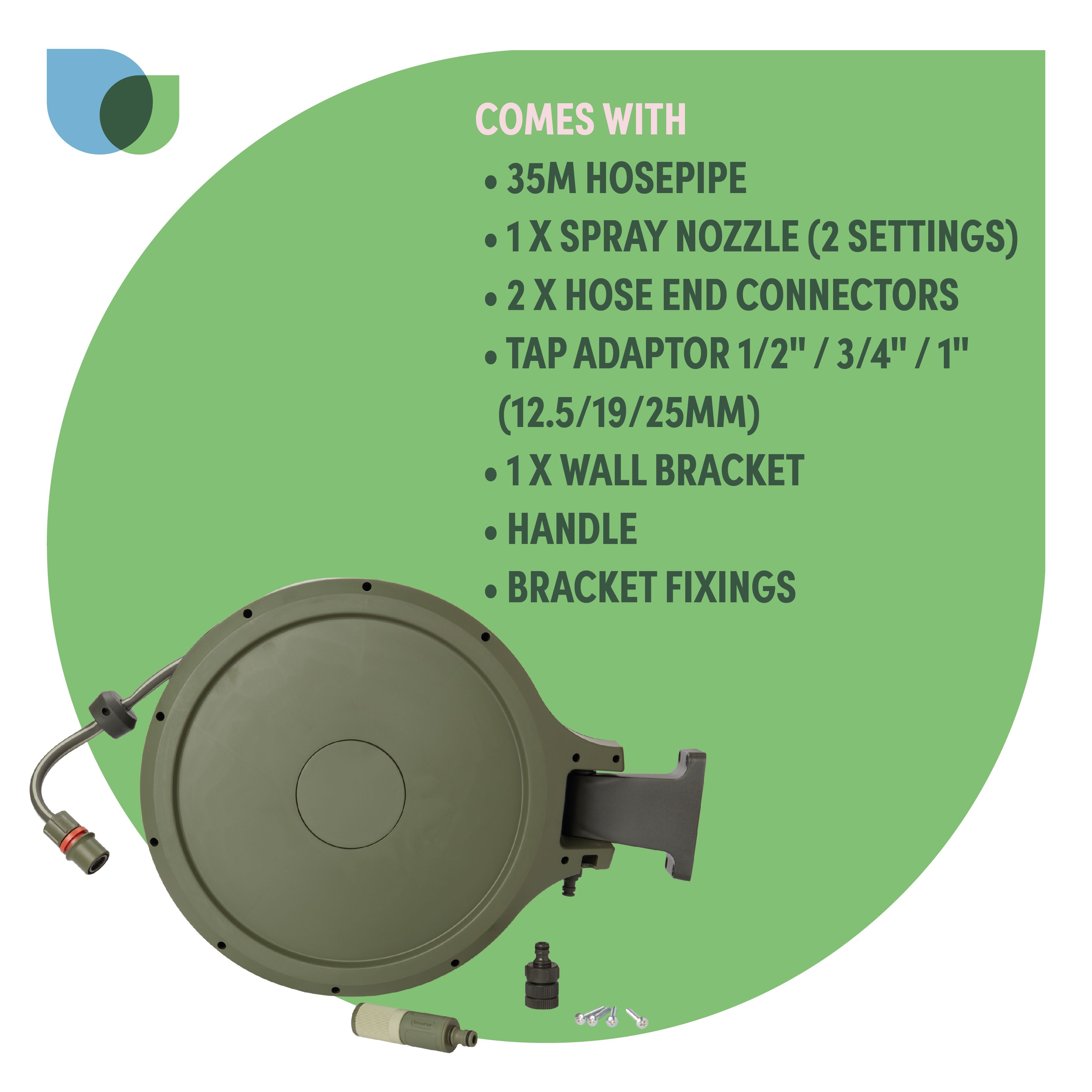 Verve Wall-mounted Auto Hose reel & hose (L)35m - 13