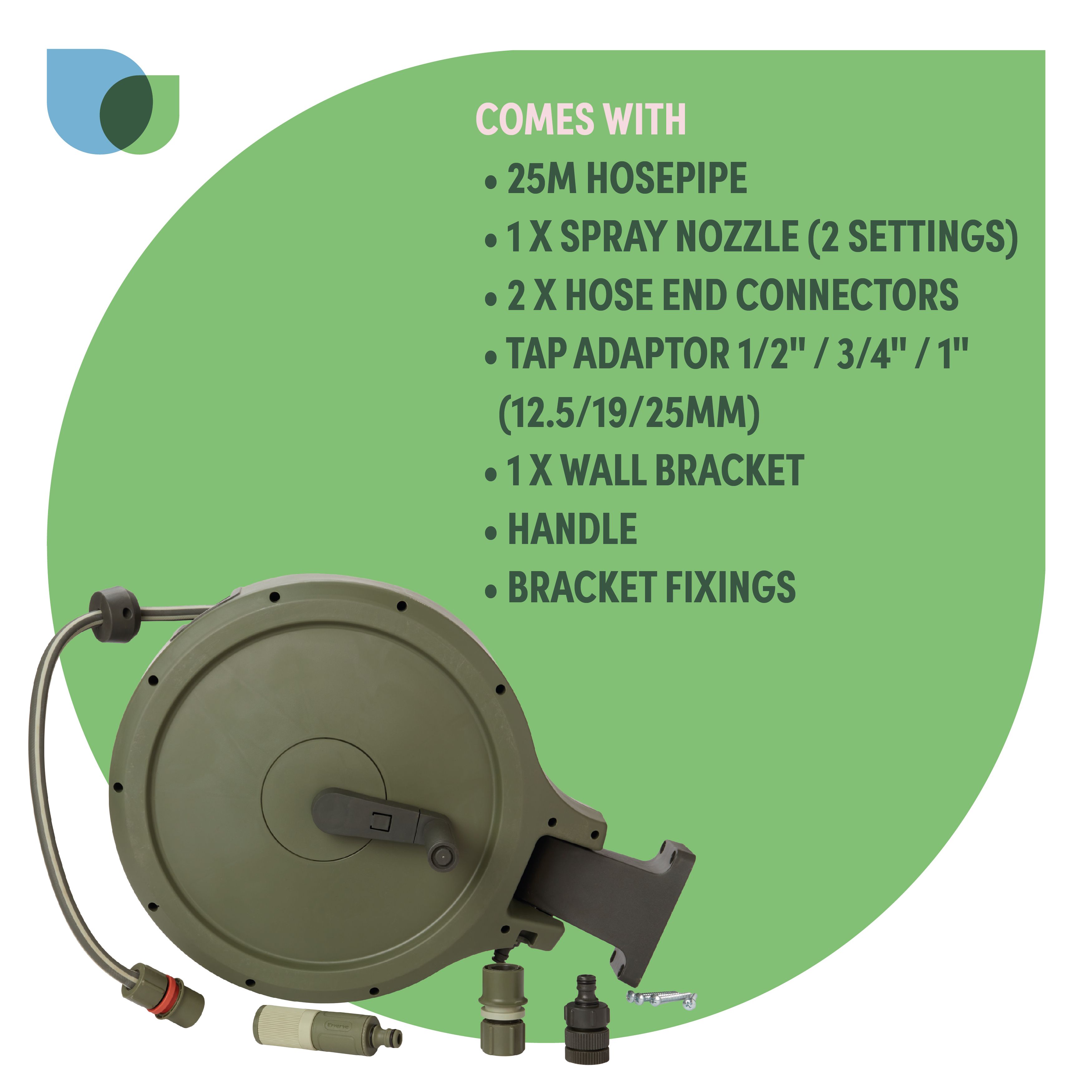 Verve Wall-mounted Manual Hose reel set (L)25m - 9