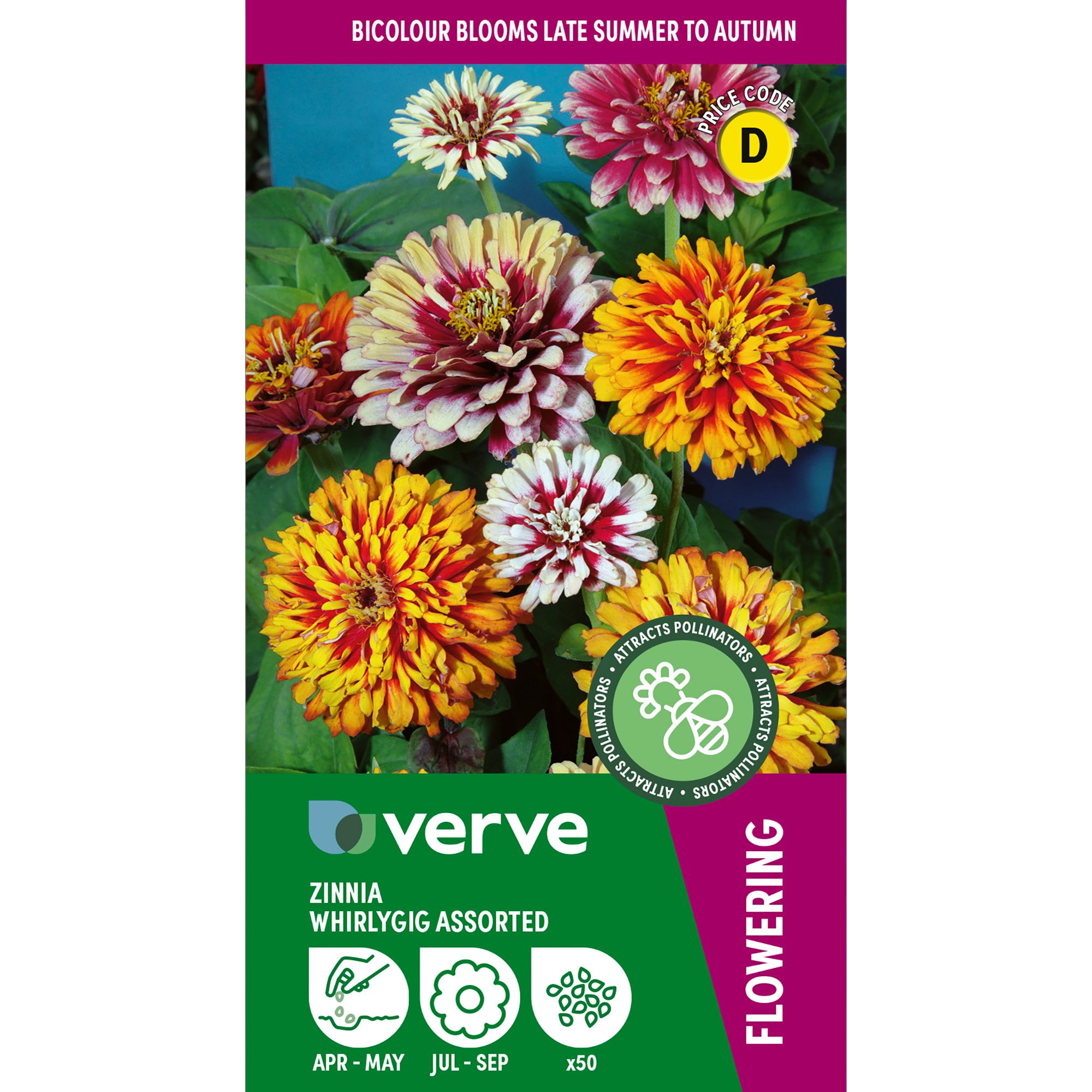 Verve Whirlygig Assorted Zinnia Seeds