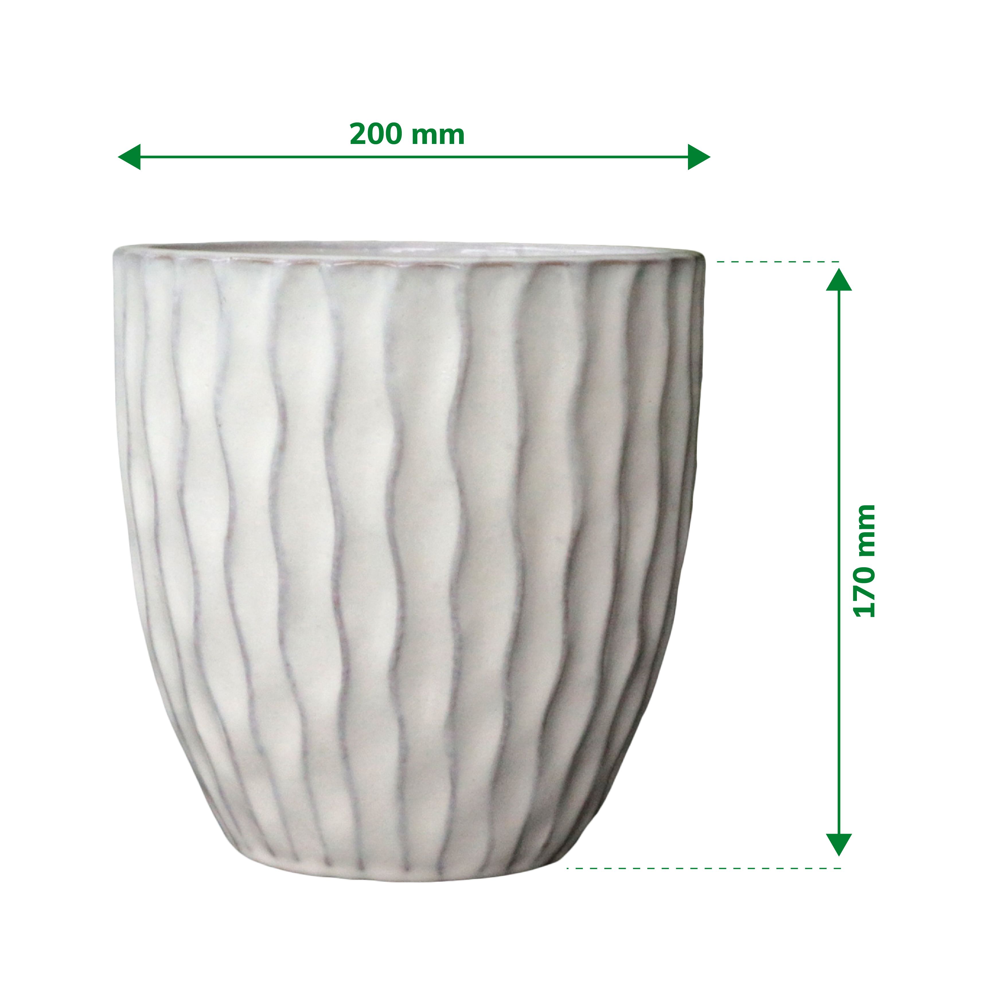 Verve White Ceramic Plant pot (Dia) 20cm, (H)17cm