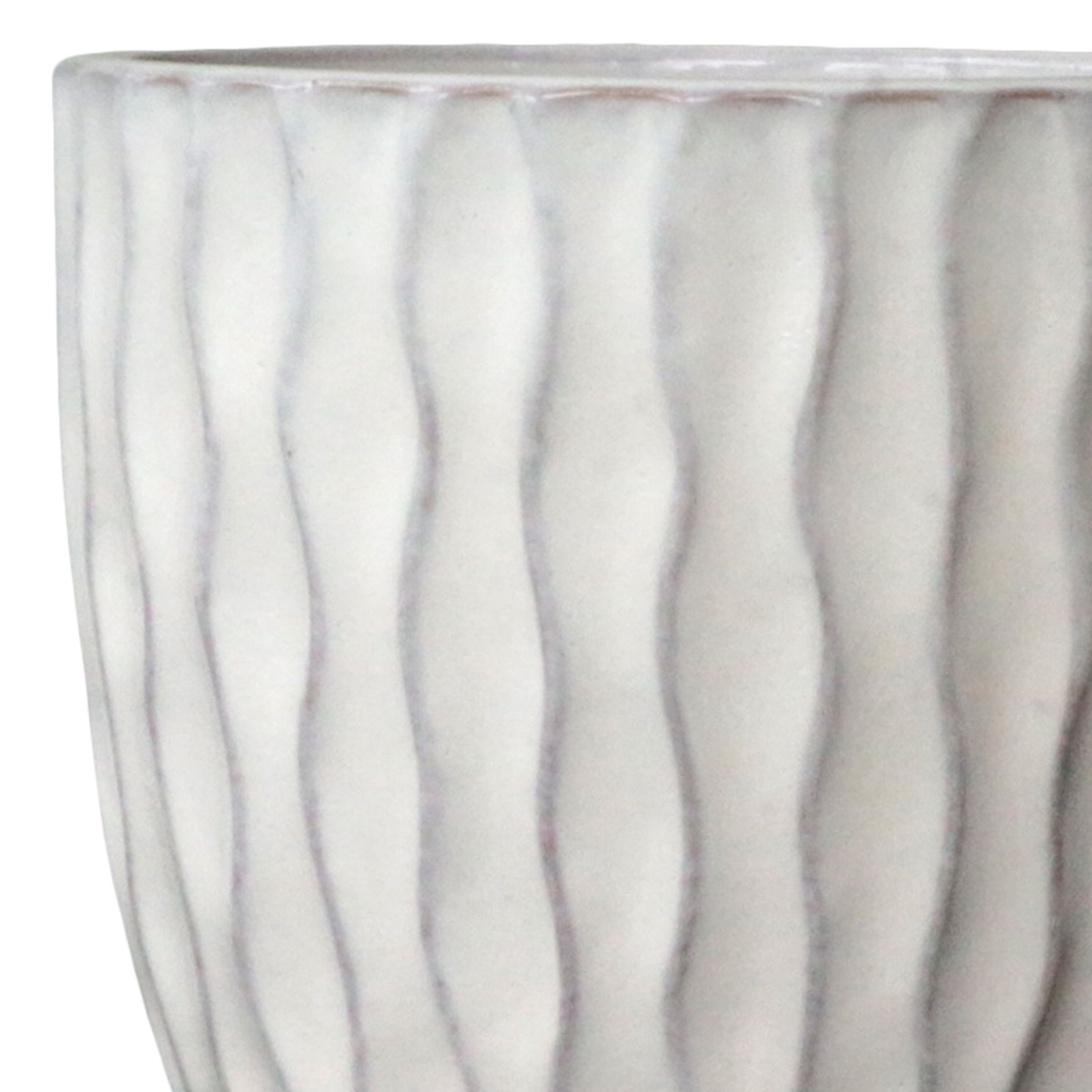 Verve White Ceramic Plant pot (Dia) 20cm, (H)17cm