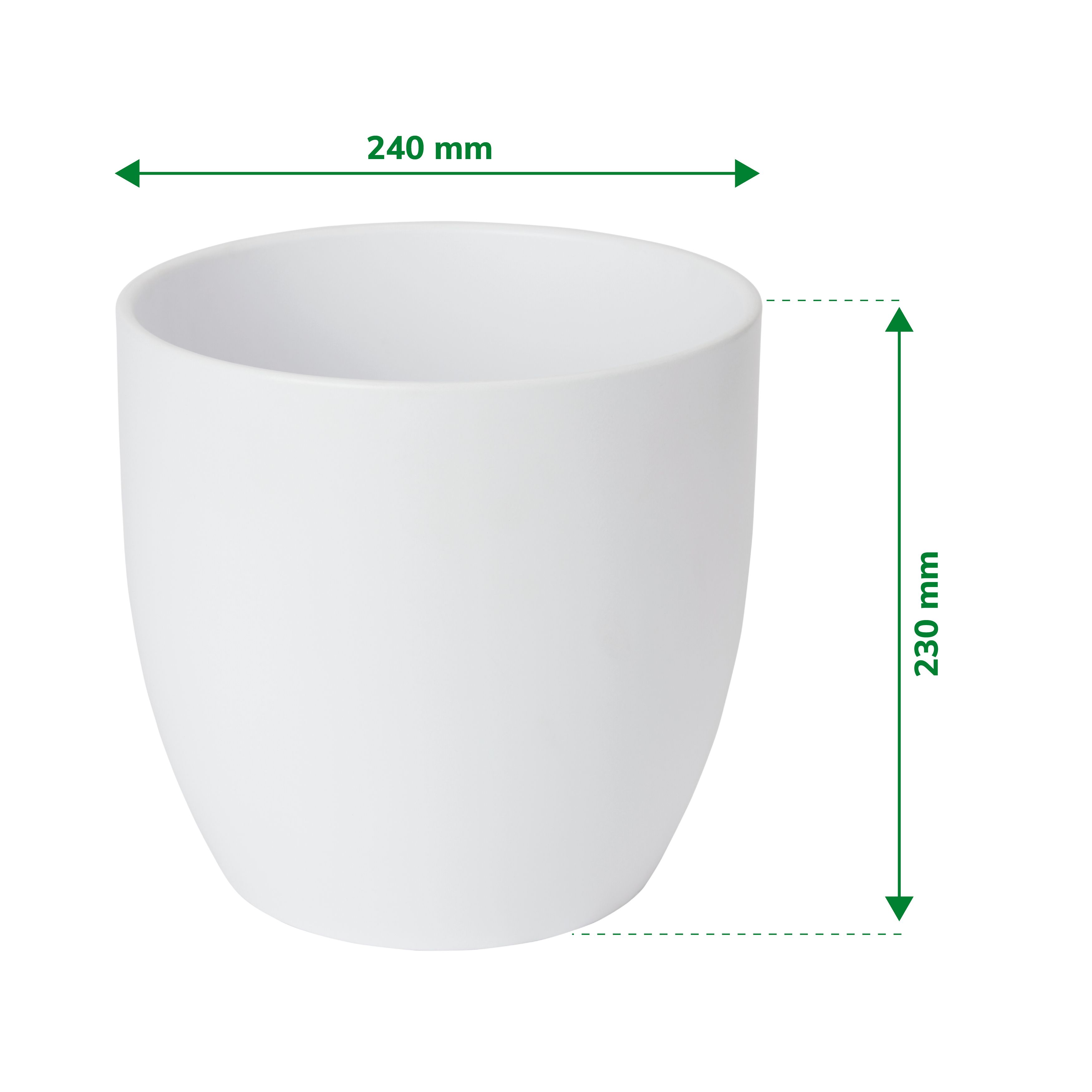 Verve White Ceramic Plant pot (Dia) 24cm, (H)23cm, 7.5L