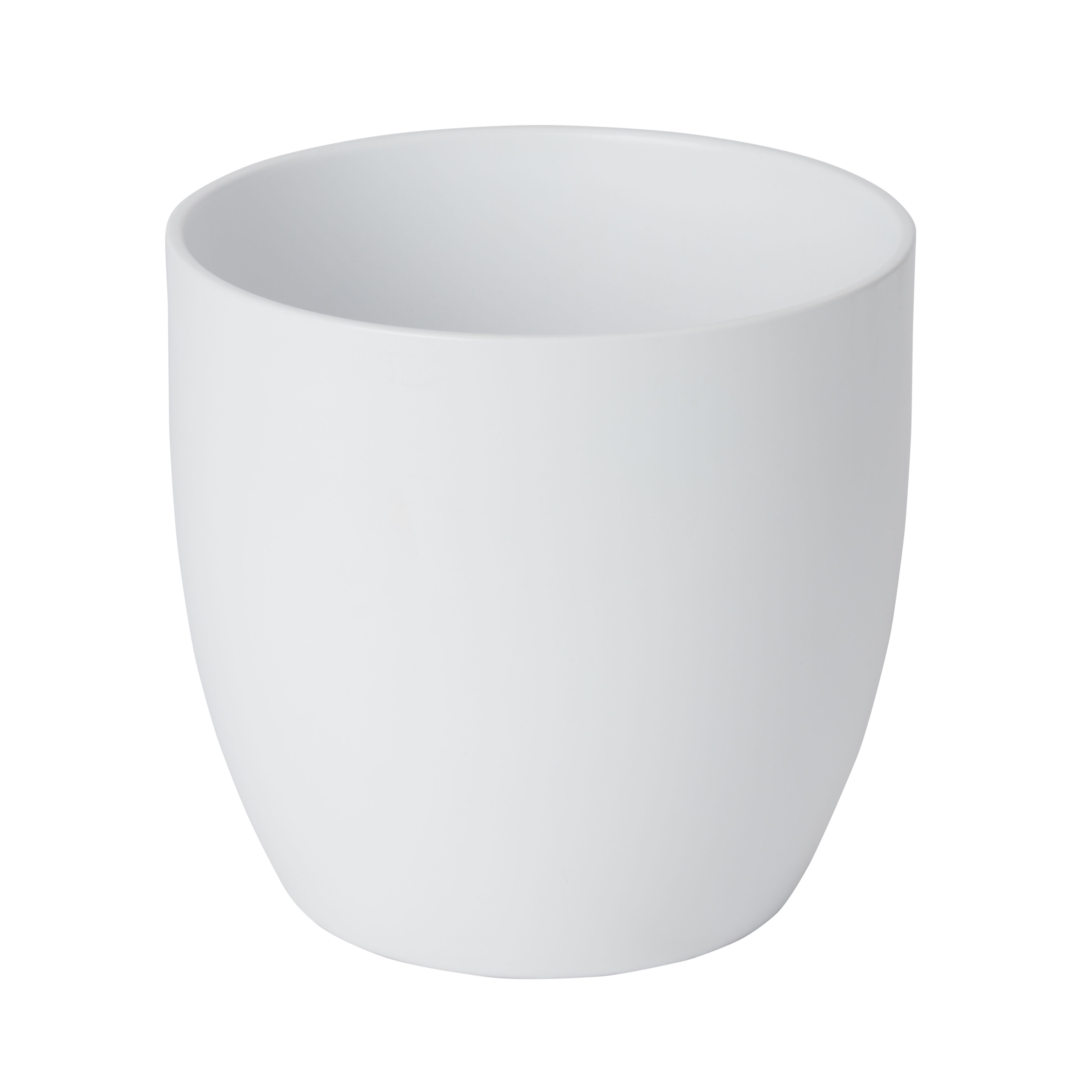 Verve White Ceramic Round Plant pot (Dia) 16cm, (H)15cm, 2.1L