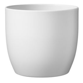 Verve White Ceramic Round Plant pot (Dia) 21cm, (H)20cm, 5.3L