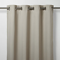 Vestris Beige Plain Blackout Eyelet Curtain (W)140cm (L)260cm, Single