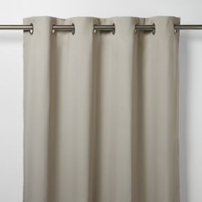 Vestris Beige Plain Blackout Eyelet Curtain (W)140cm (L)260cm, Single