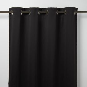 Vestris Black Plain Blackout Eyelet Curtain (W)140cm (L)260cm, Single