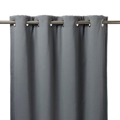 Vestris Dark grey Plain Thermal Eyelet Curtain (W)117cm (L)137cm, Single