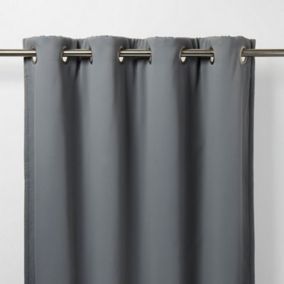Vestris Dark grey Plain Thermal Eyelet Curtain (W)140cm (L)260cm, Single