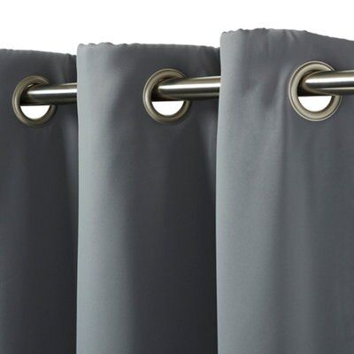 Vestris Dark grey Plain Thermal Eyelet Curtain (W)140cm (L)260cm, Single