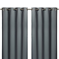 Vestris Grey Plain Blackout & thermal Eyelet Curtain (W)167cm (L)228cm, Pair