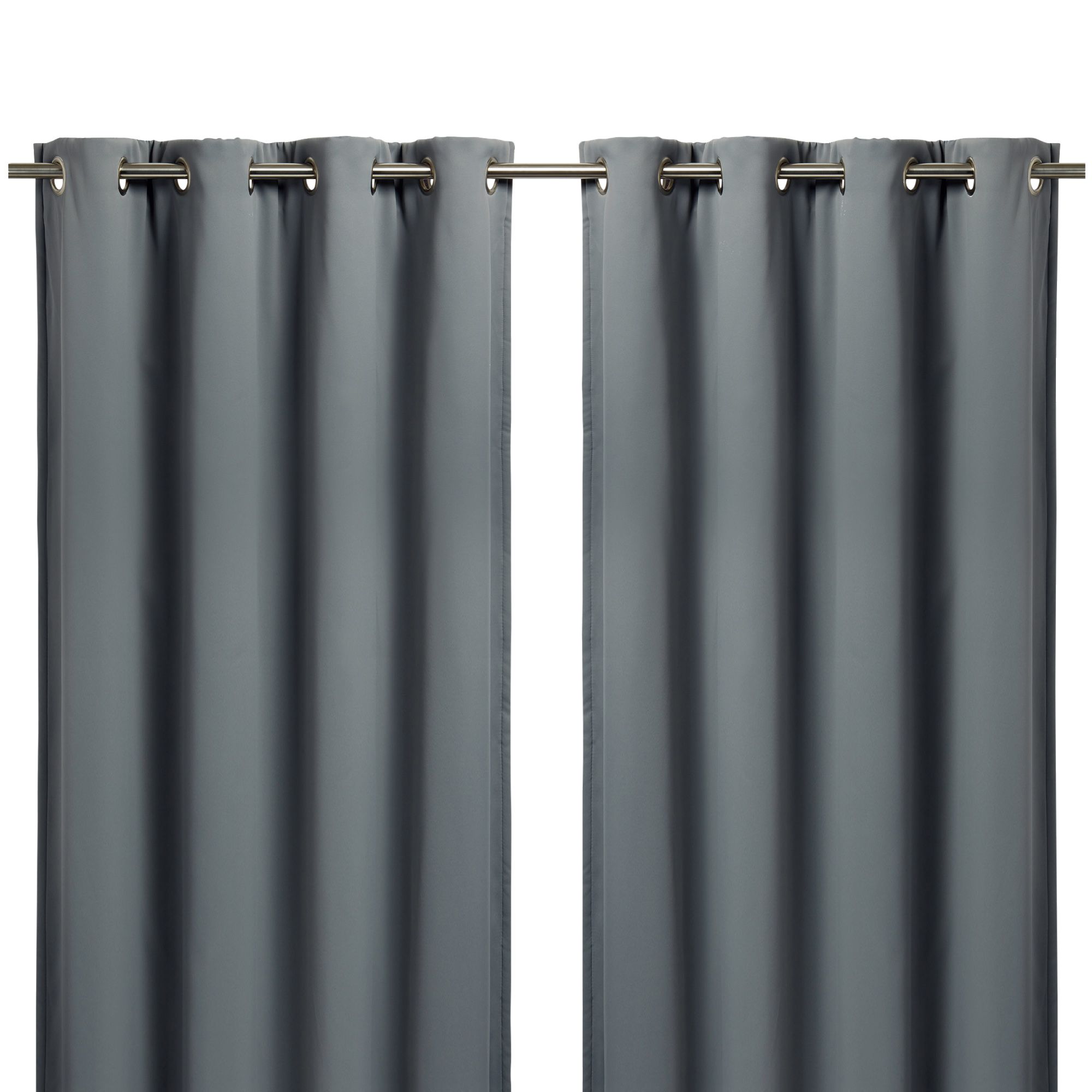 Vestris Grey Plain Blackout & thermal Eyelet Curtain (W)228cm (L)228cm, Pair