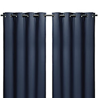 Vestris Navy Plain Blackout & thermal Eyelet Curtain (W)167cm (L)183cm, Pair