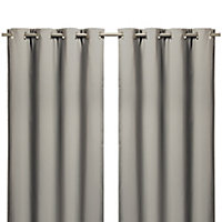 Vestris Taupe Plain Blackout & thermal Eyelet Curtain (W)117cm (L)137cm, Pair