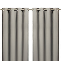 Vestris Taupe Plain Blackout & thermal Eyelet Curtain (W)167cm (L)183cm, Pair