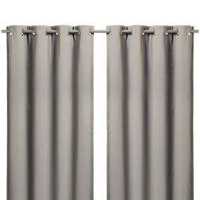 Vestris Taupe Plain Blackout & thermal Eyelet Curtain (W)167cm (L)183cm, Pair