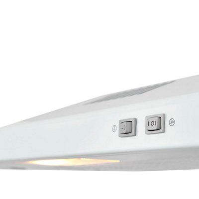 VHW60 White Steel Visor Cooker hood, (W)60cm