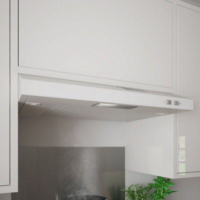VHW60 White Steel Visor Cooker hood, (W)60cm