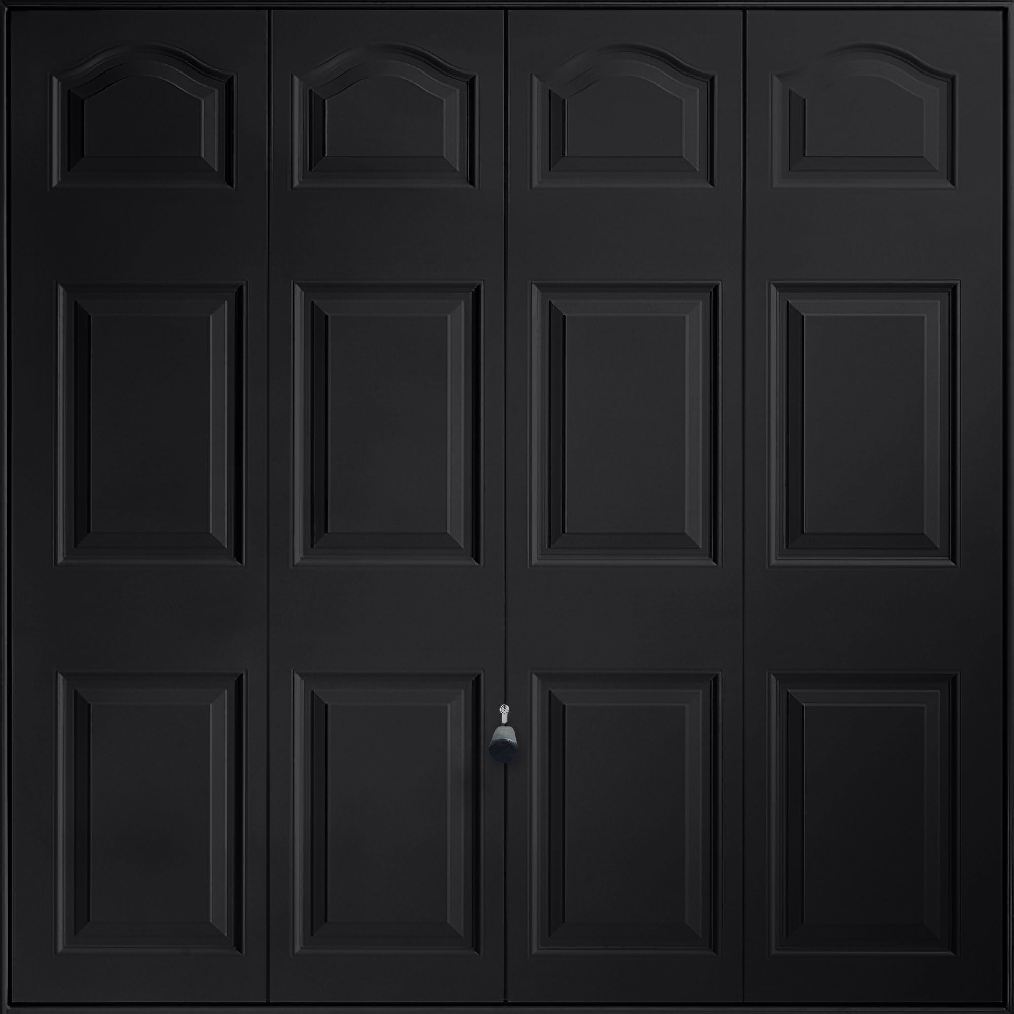 Victorian 12-panelled Up & over Black Retractable Garage door, (H)2194mm (W)2274mm (T)40mm