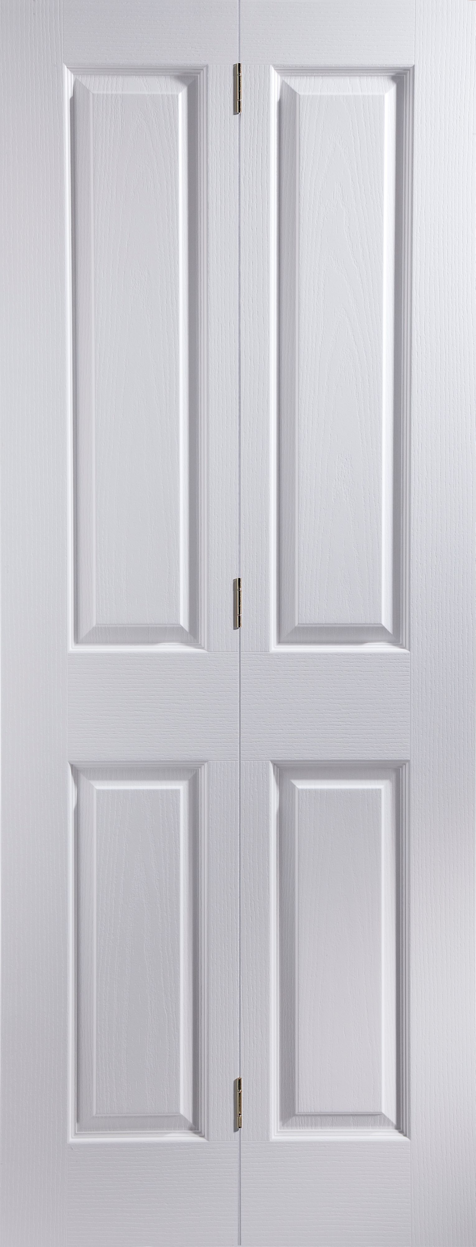 Victorian 4 panel Unglazed Contemporary White Woodgrain effect Internal Folding Bi-fold Door set, (H)1981mm (W)762mm