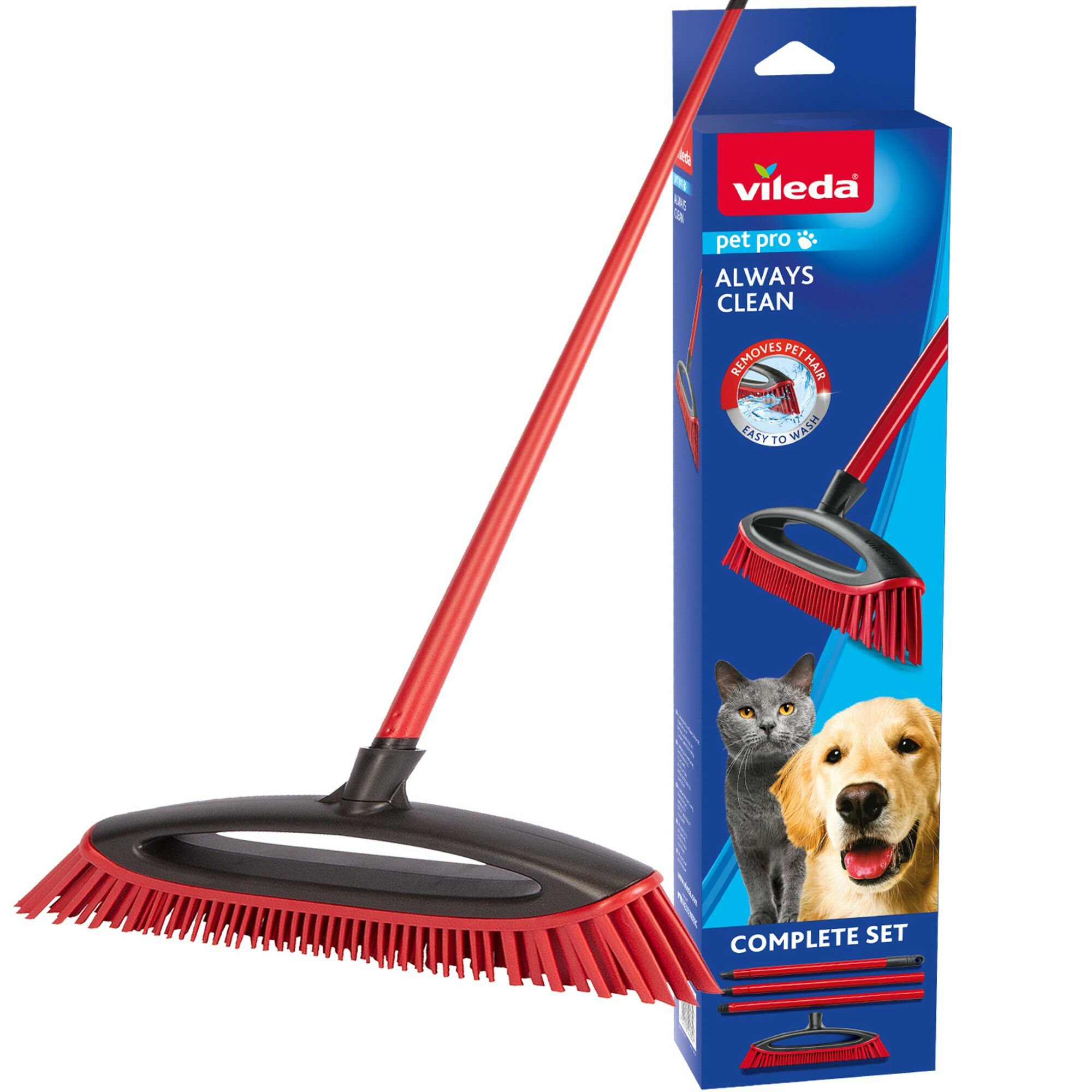 Vileda Pet Pro Straight Soft Rubber Indoor Floor Broom, (W)330mm