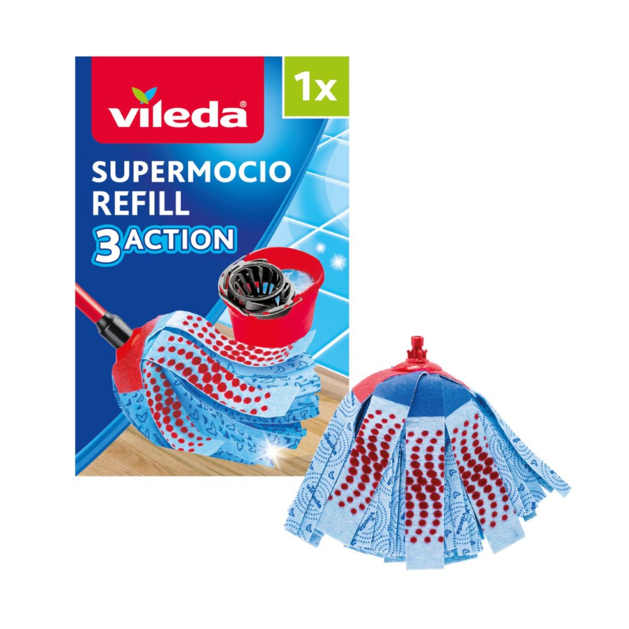 Vileda Super Mocio Red Synthetic 3 Action mop head, (W)110mm